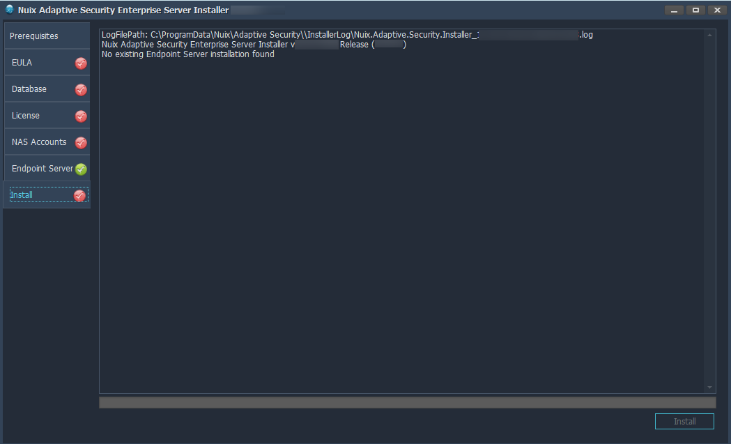 The install window. 
